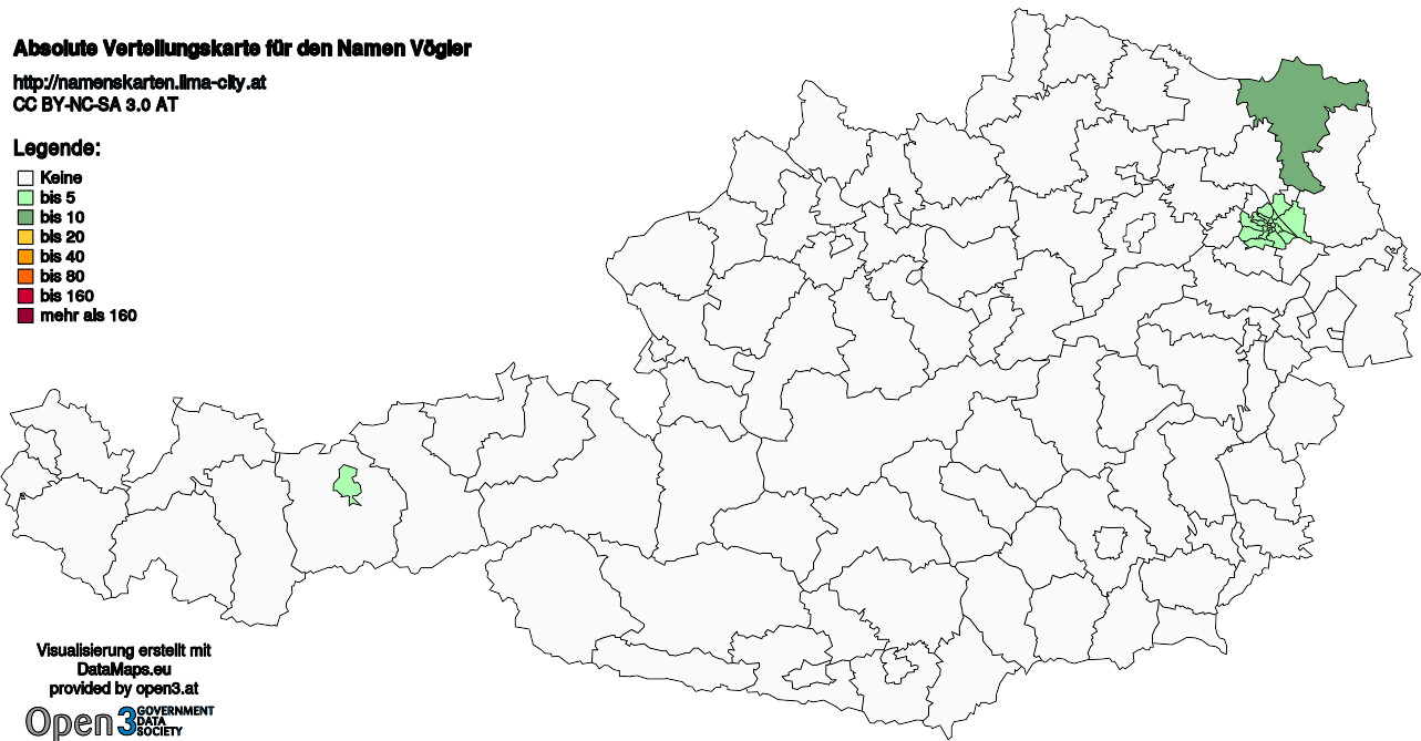 Absolute Verteilungskarten Nachnamen Vögler
