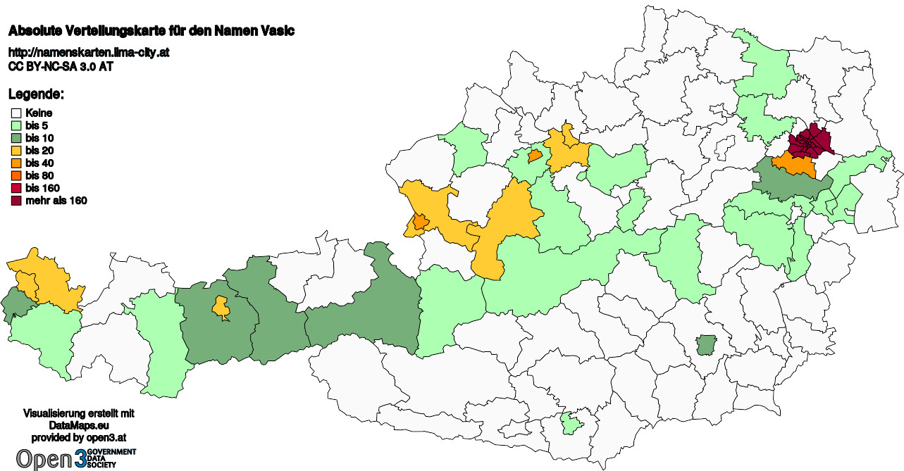 Absolute Verteilungskarten Nachnamen Vasic