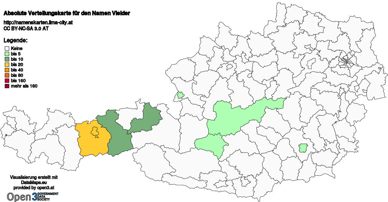 Absolute Verteilungskarten Nachnamen Vieider