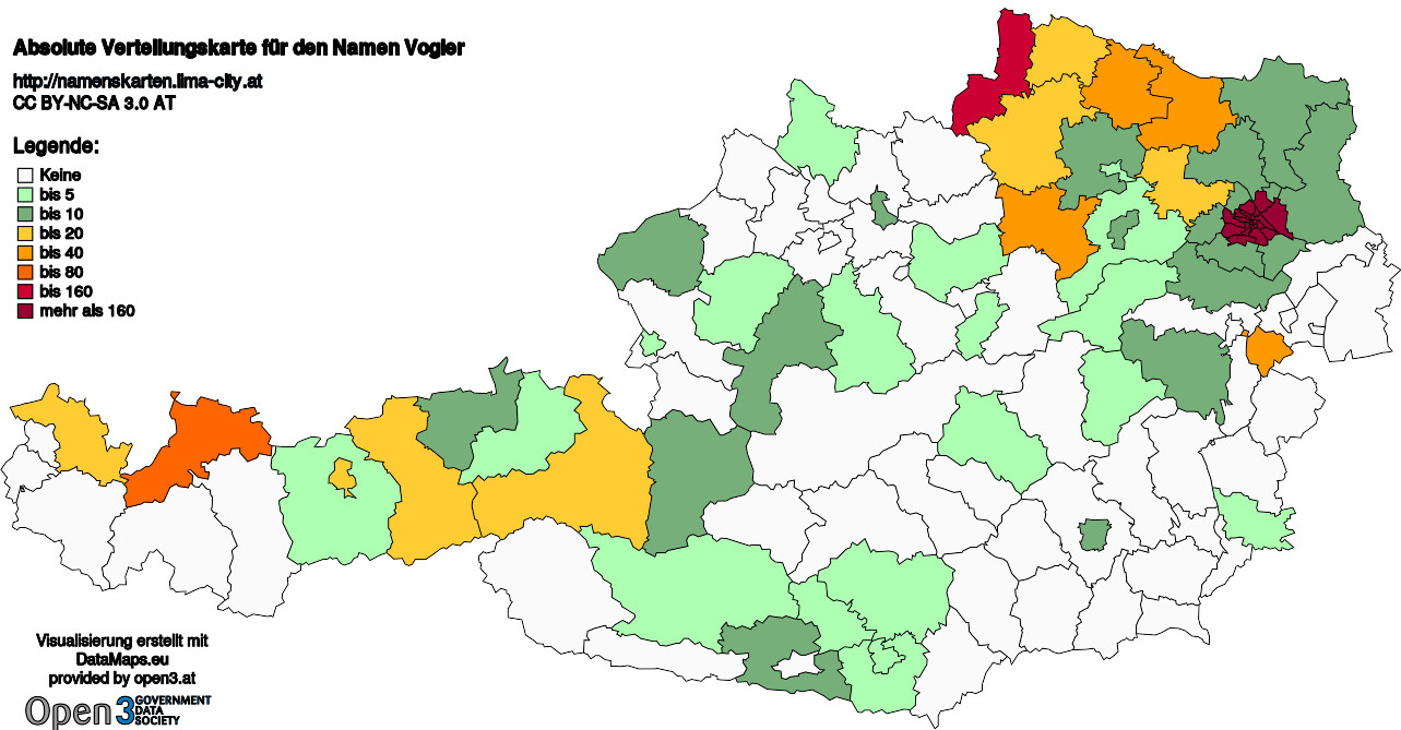 Absolute Verteilungskarten Nachnamen Vogler