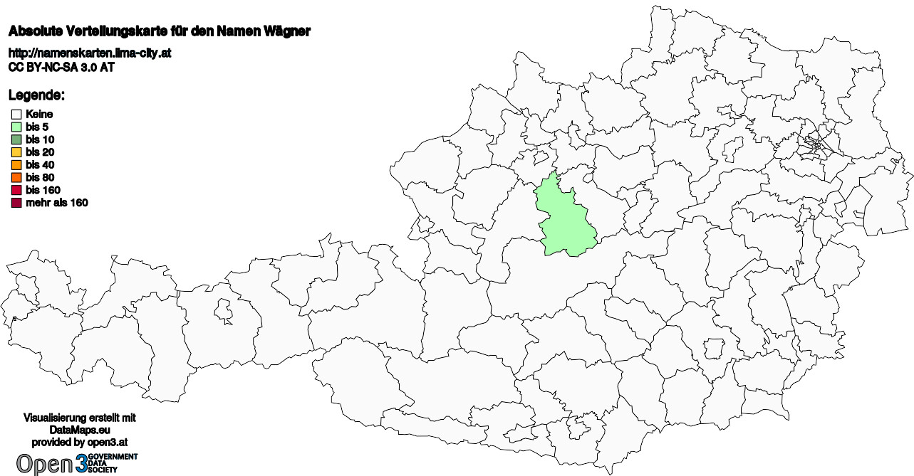 Absolute Verteilungskarten Nachnamen Wägner