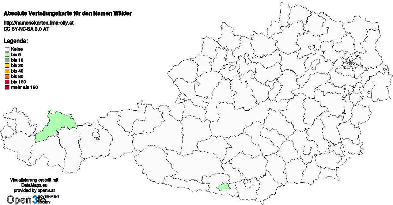 Absolute Verteilungskarten Nachnamen Wälder