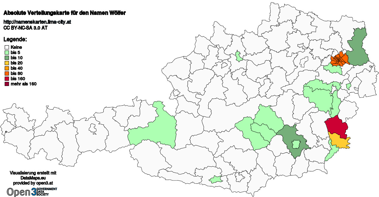 Absolute Verteilungskarten Nachnamen Wölfer