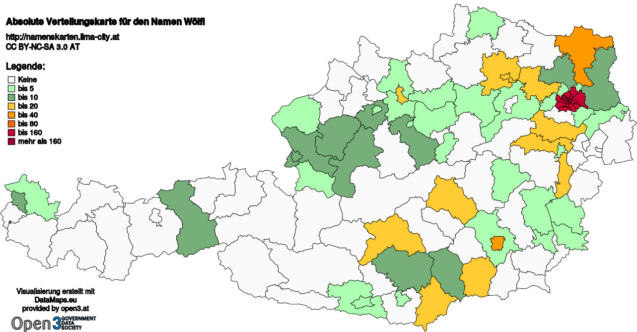 Absolute Verteilungskarten Nachnamen Wölfl