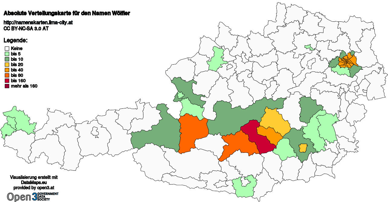 Absolute Verteilungskarten Nachnamen Wölfler
