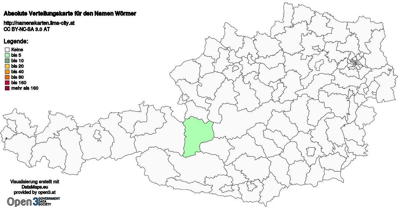 Absolute Verteilungskarten Nachnamen Wörmer