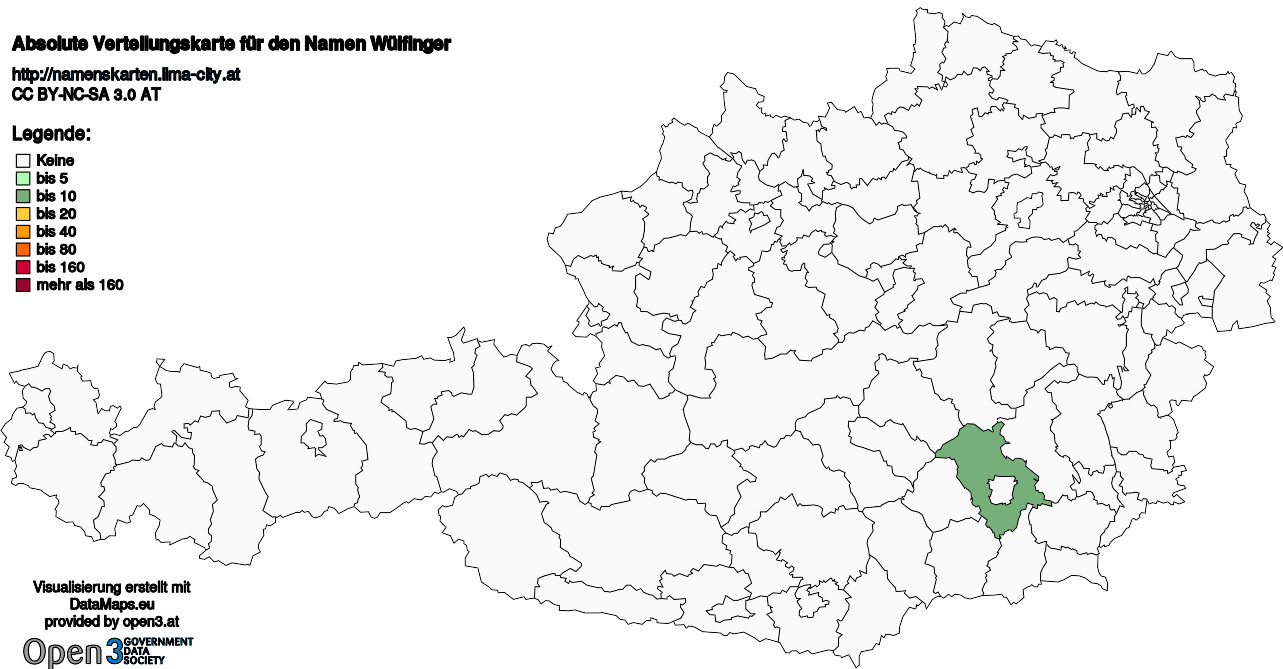 Absolute Verteilungskarten Nachnamen Wülfinger