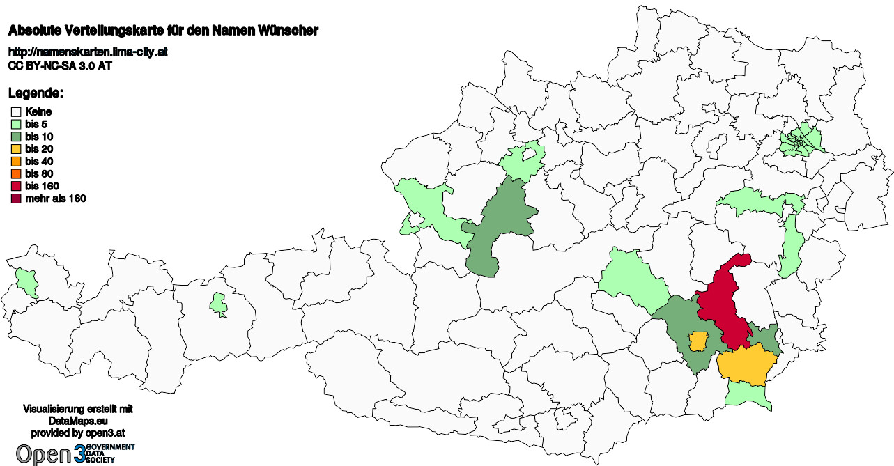 Absolute Verteilungskarten Nachnamen Wünscher