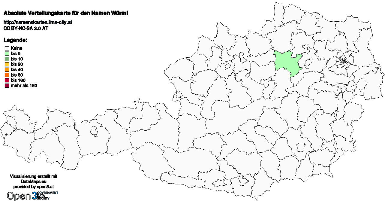 Absolute Verteilungskarten Nachnamen Würml