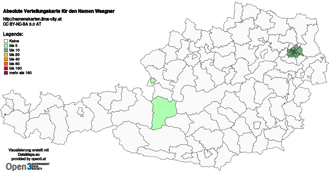 Absolute Verteilungskarten Nachnamen Waagner