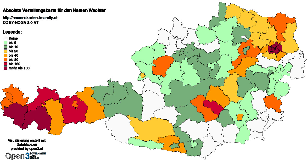 Absolute Verteilungskarten Nachnamen Wachter