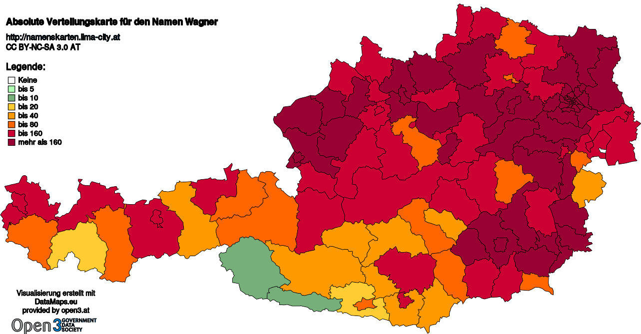 Absolute Verteilungskarten Nachnamen Wagner