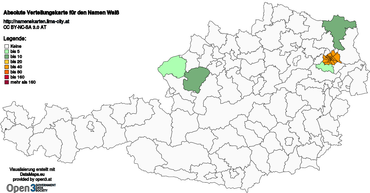 Absolute Verteilungskarten Nachnamen Waiß