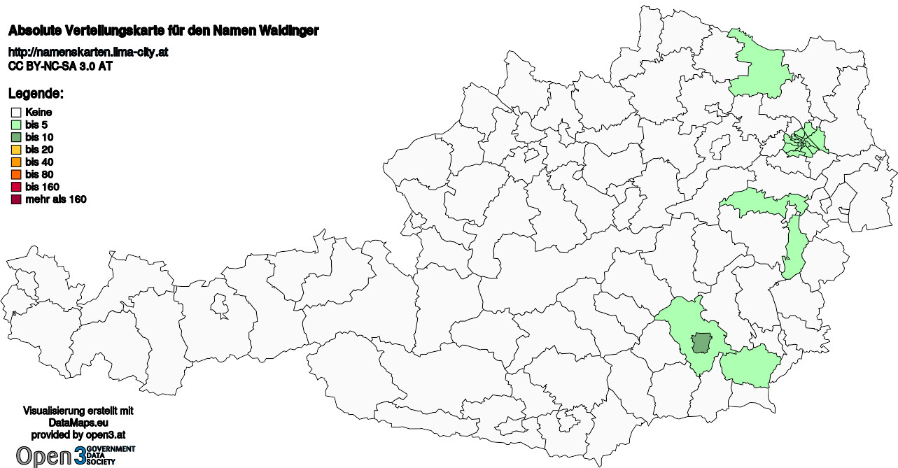 Absolute Verteilungskarten Nachnamen Waidinger