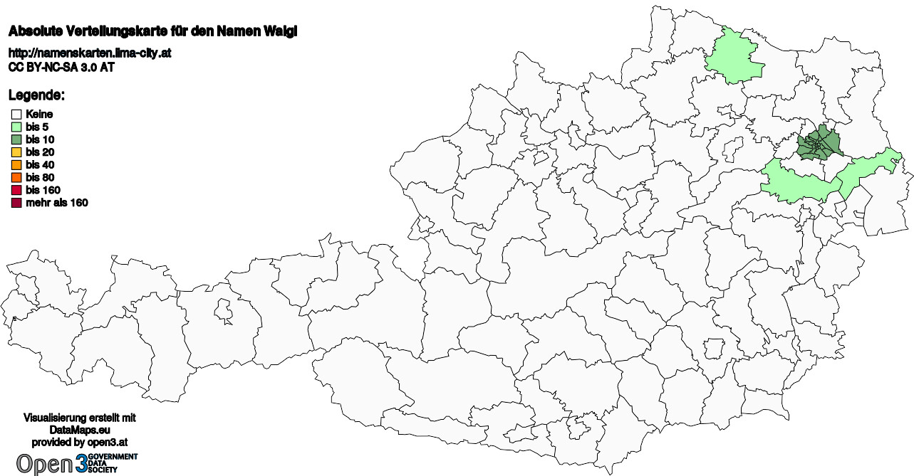 Absolute Verteilungskarten Nachnamen Waigl