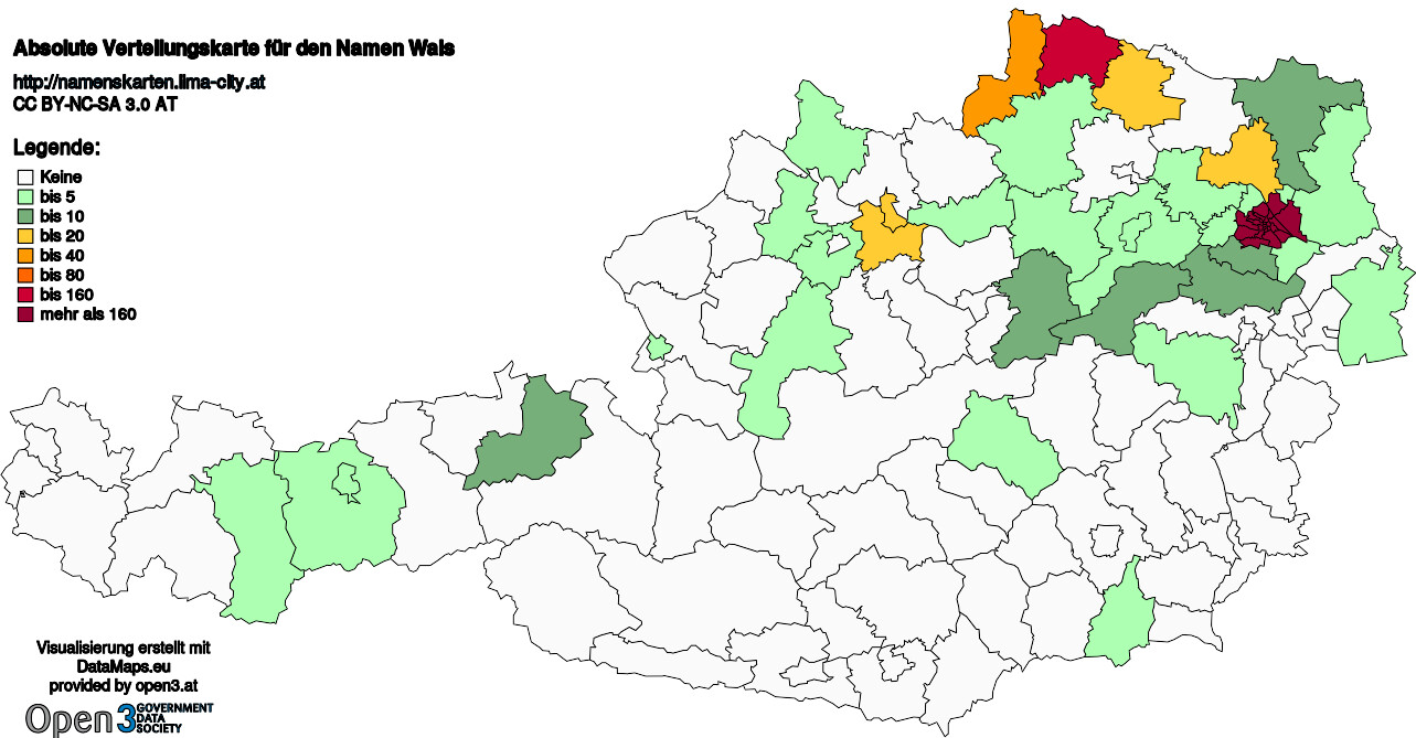 Absolute Verteilungskarten Nachnamen Wais