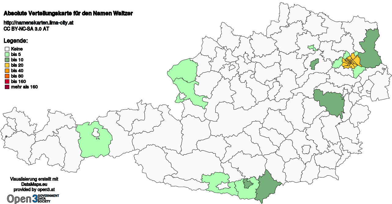 Absolute Verteilungskarten Nachnamen Waitzer