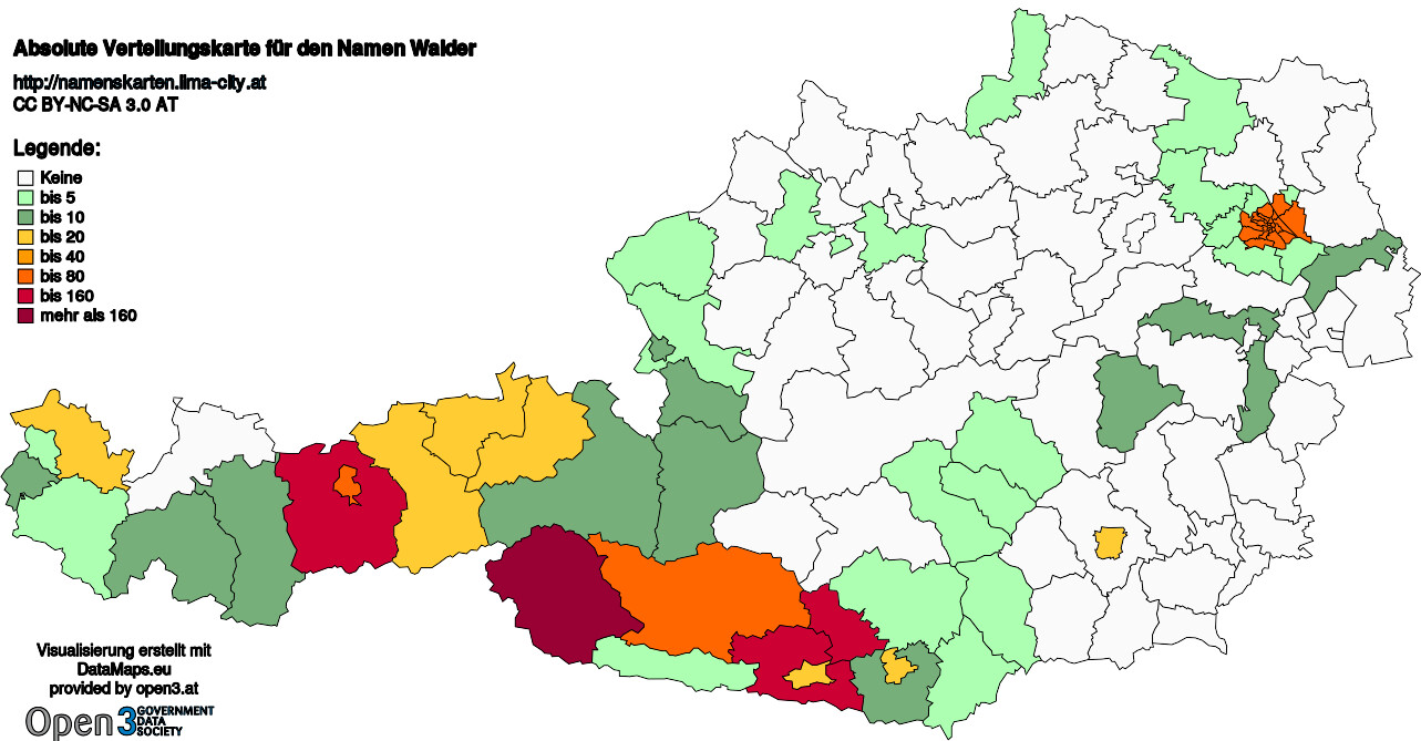 Absolute Verteilungskarten Nachnamen Walder