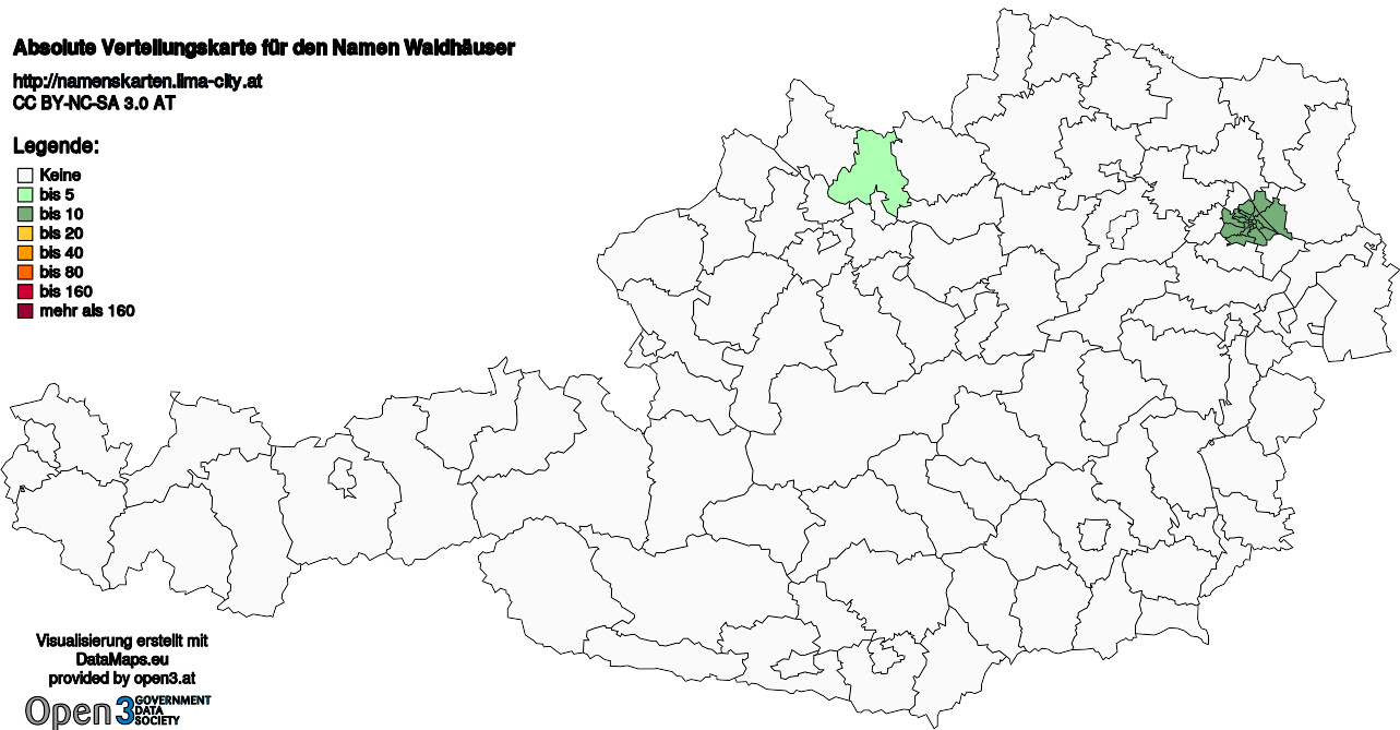 Absolute Verteilungskarten Nachnamen Waldhäuser