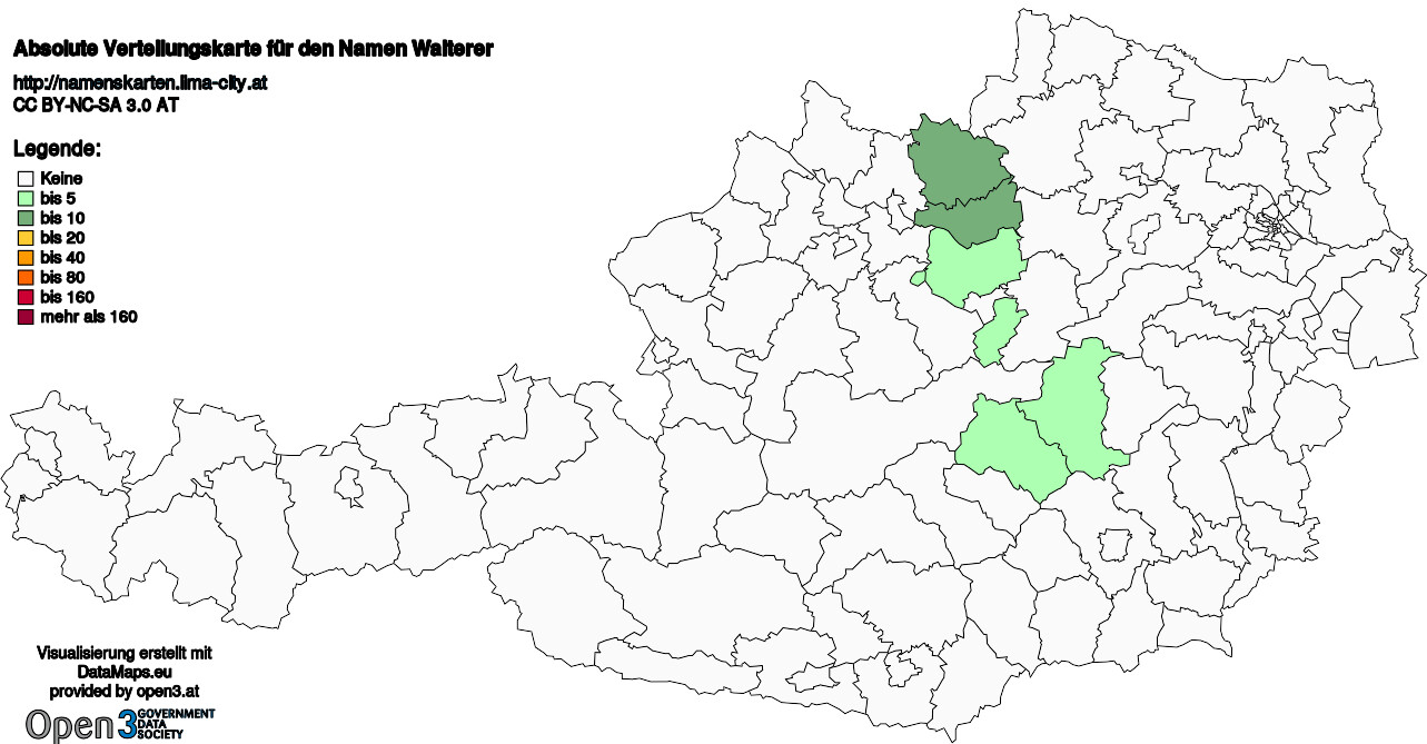 Absolute Verteilungskarten Nachnamen Walterer