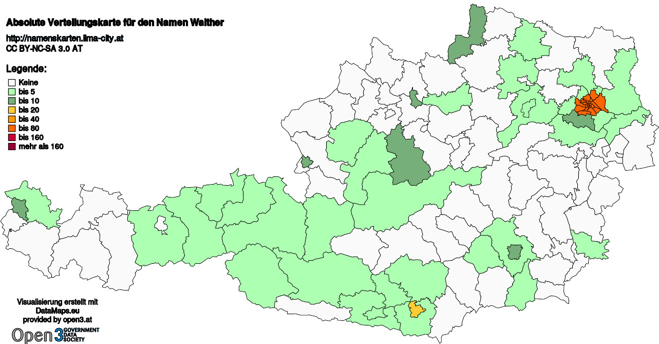 Absolute Verteilungskarten Nachnamen Walther