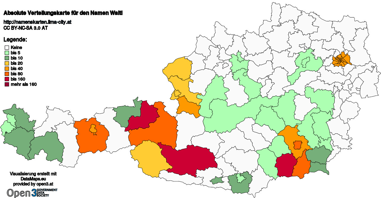 Absolute Verteilungskarten Nachnamen Waltl