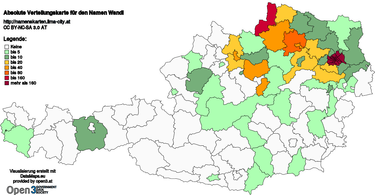 Absolute Verteilungskarten Nachnamen Wandl