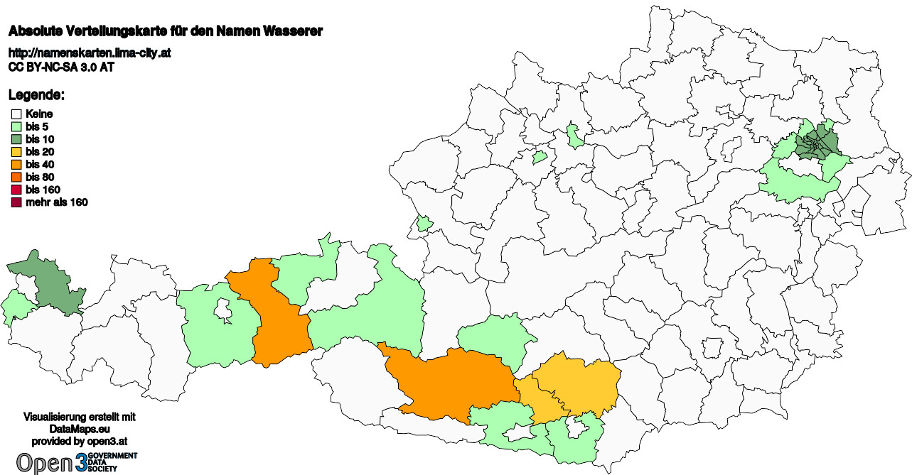 Absolute Verteilungskarten Nachnamen Wasserer