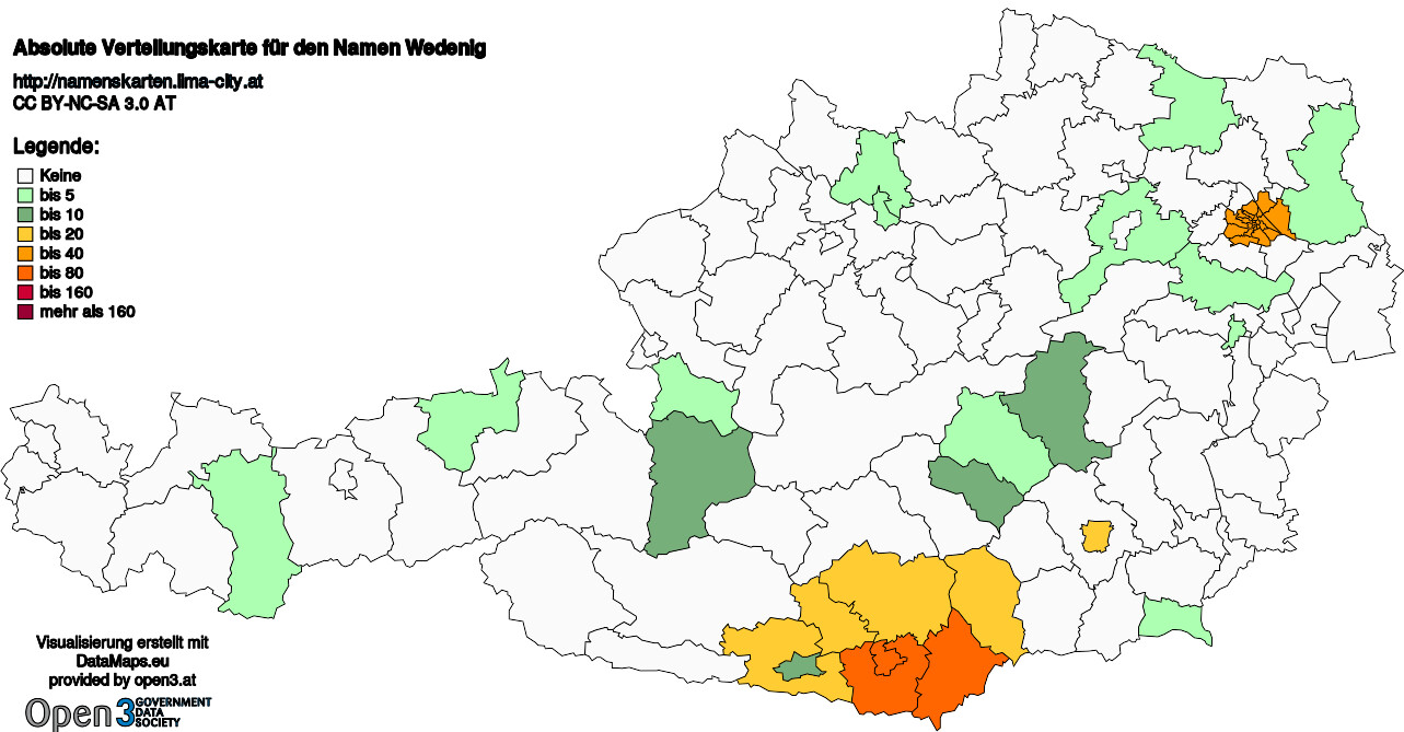 Absolute Verteilungskarten Nachnamen Wedenig