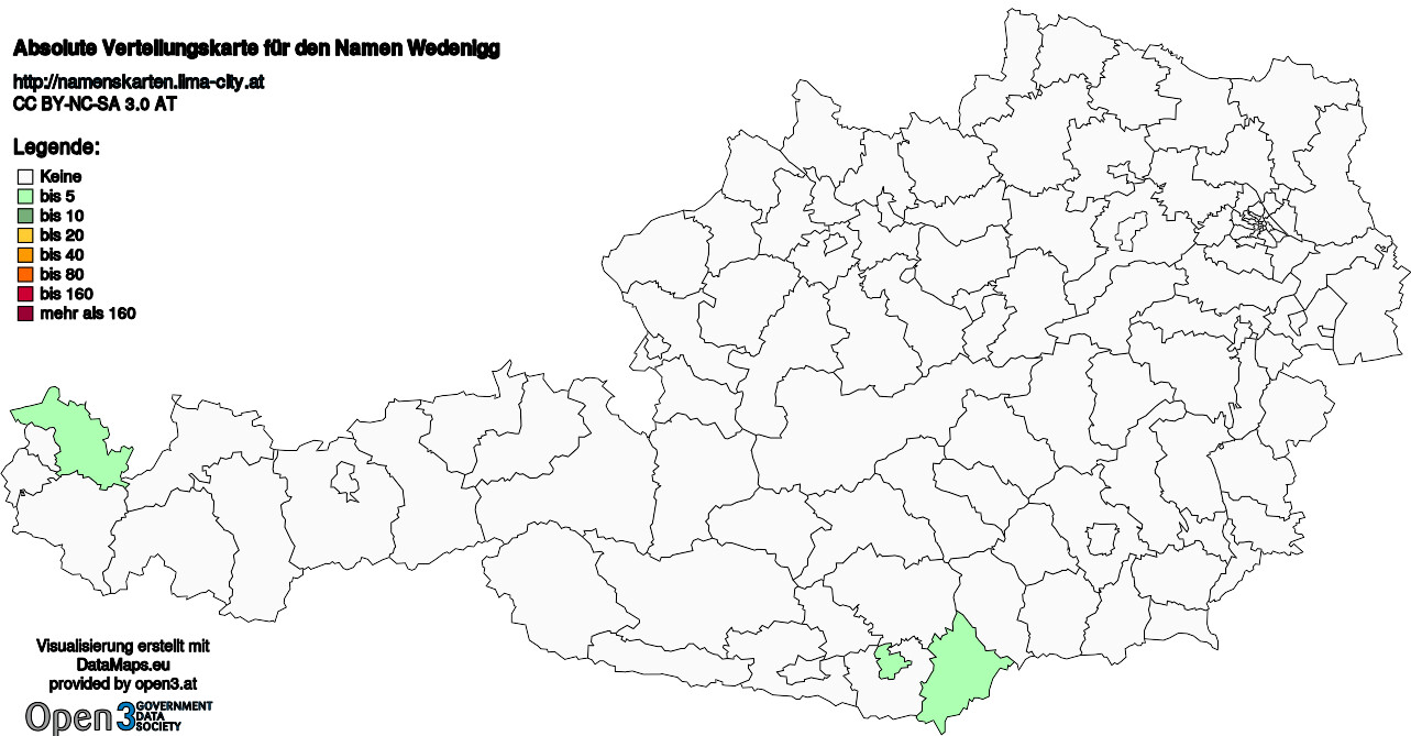 Absolute Verteilungskarten Nachnamen Wedenigg