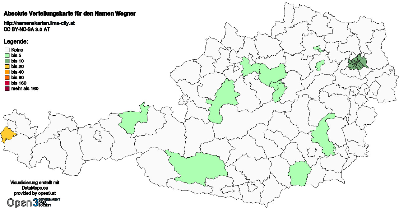 Absolute Verteilungskarten Nachnamen Wegner