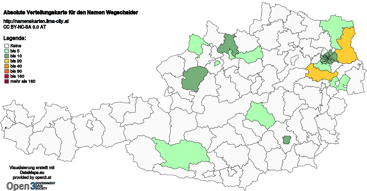 Absolute Verteilungskarten Nachnamen Wegschaider