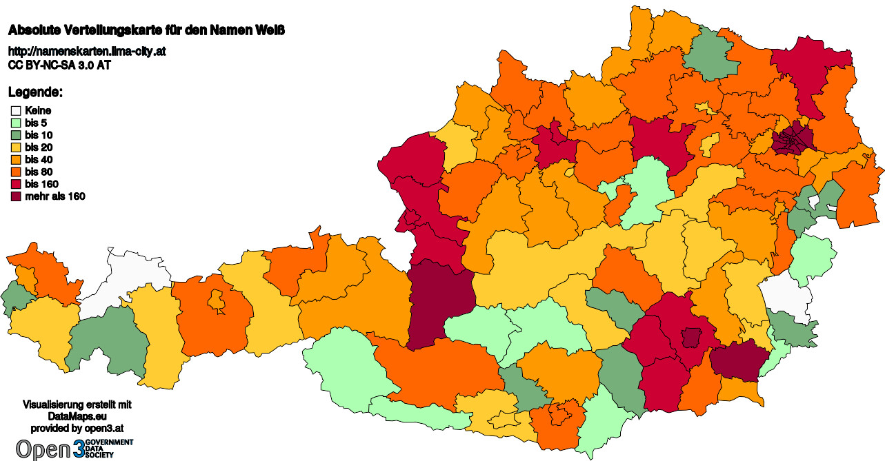 Absolute Verteilungskarten Nachnamen Weiß