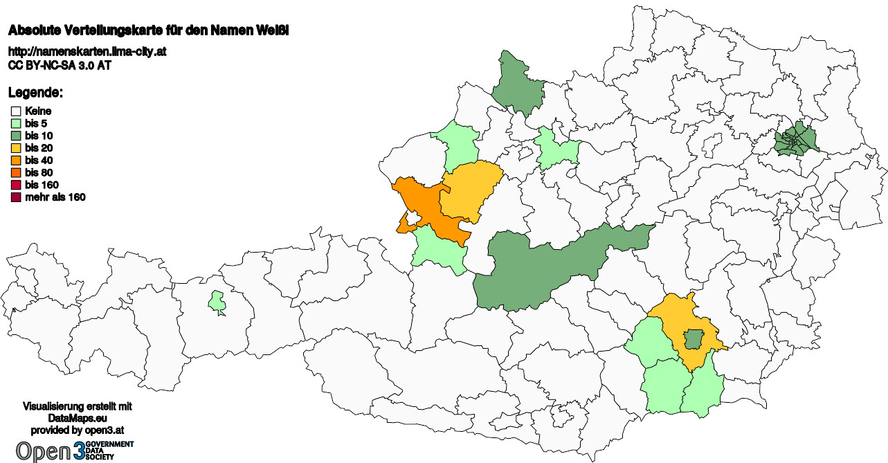 Absolute Verteilungskarten Nachnamen Weißl