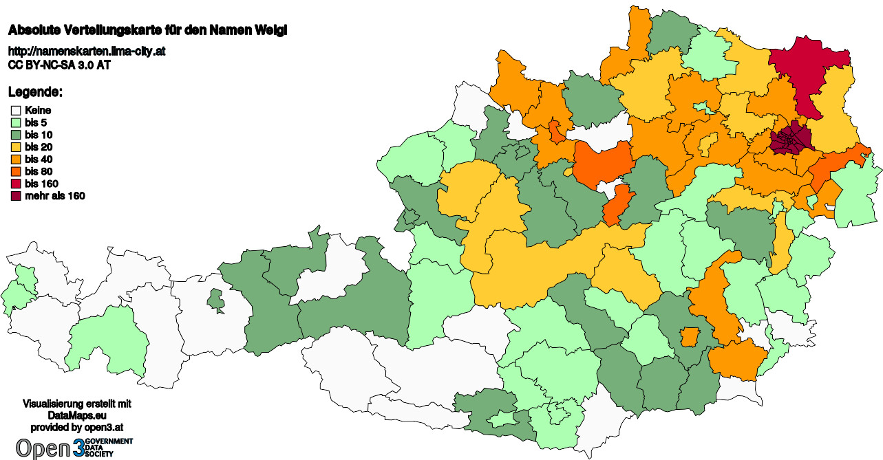 Absolute Verteilungskarten Nachnamen Weigl