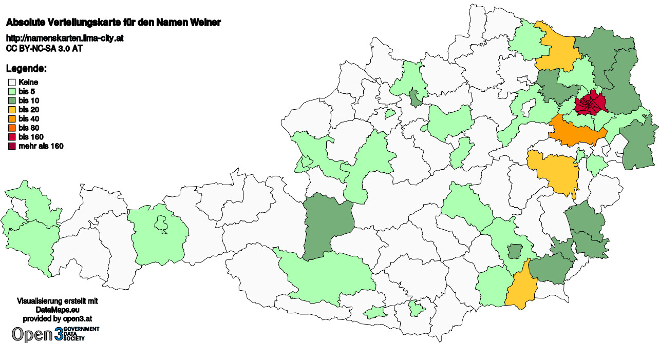 Absolute Verteilungskarten Nachnamen Weiner