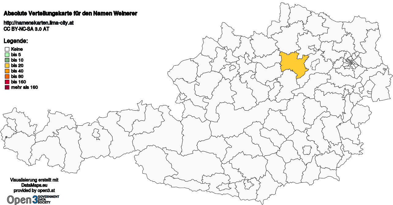 Absolute Verteilungskarten Nachnamen Weinerer