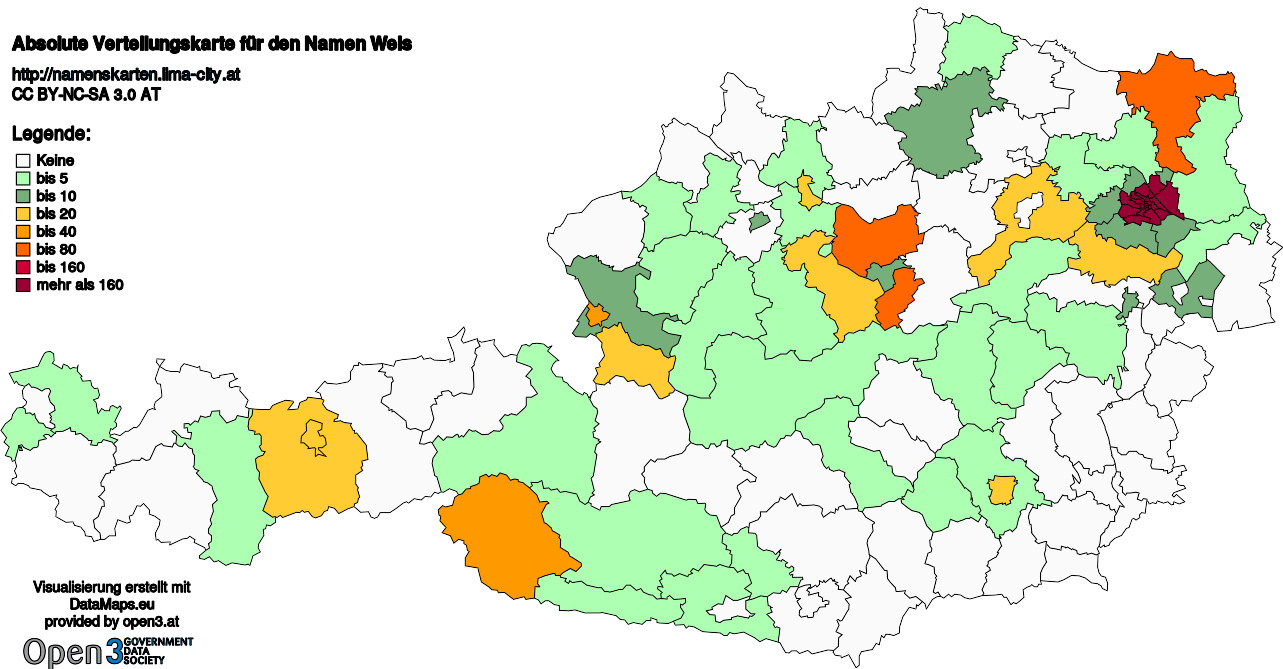 Absolute Verteilungskarten Nachnamen Weis