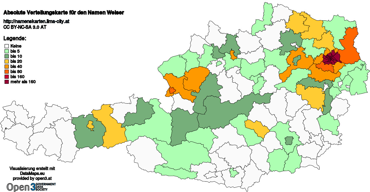 Absolute Verteilungskarten Nachnamen Weiser
