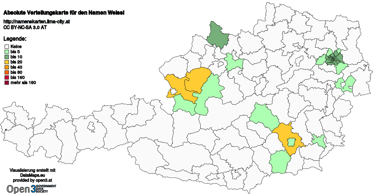 Absolute Verteilungskarten Nachnamen Weissl