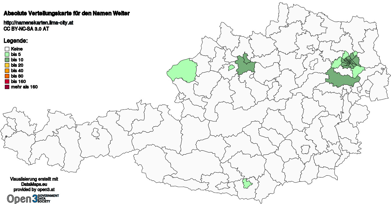 Absolute Verteilungskarten Nachnamen Welter