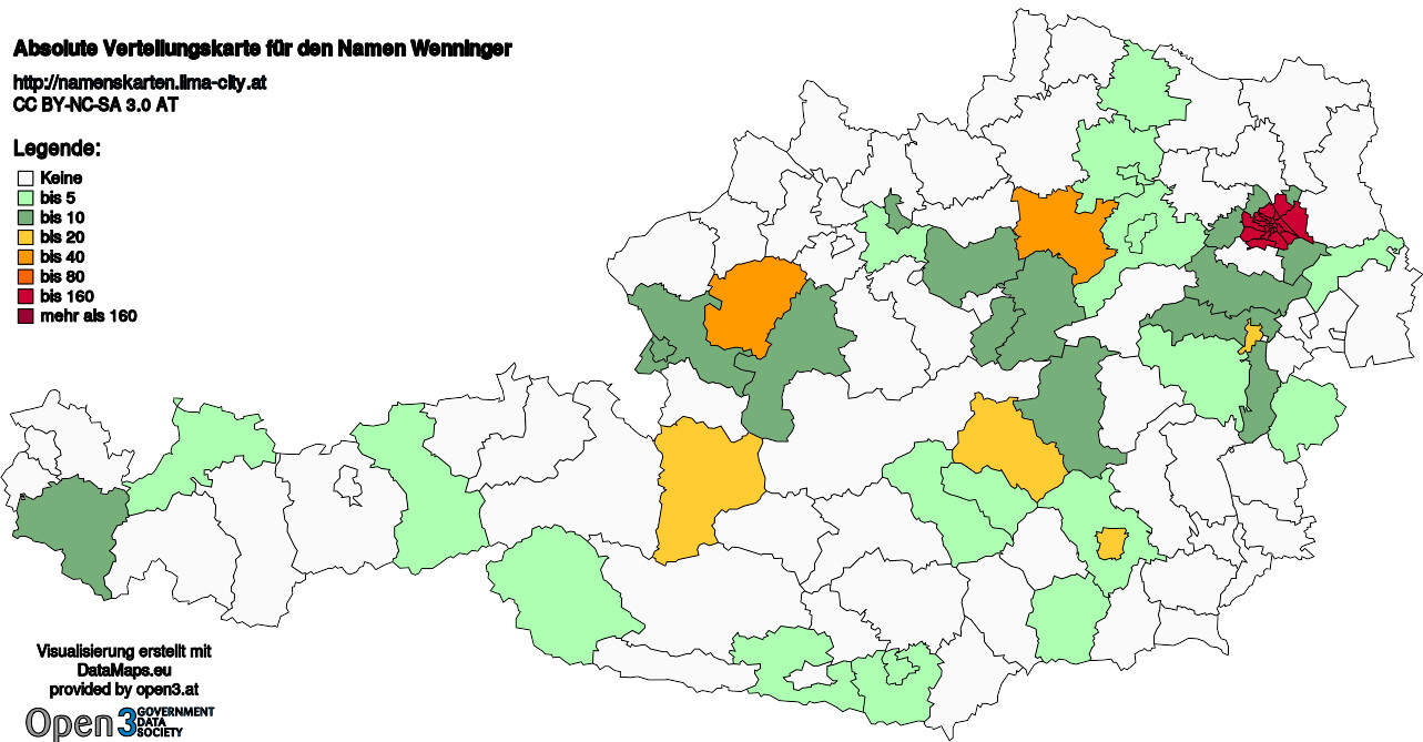 Absolute Verteilungskarten Nachnamen Wenninger