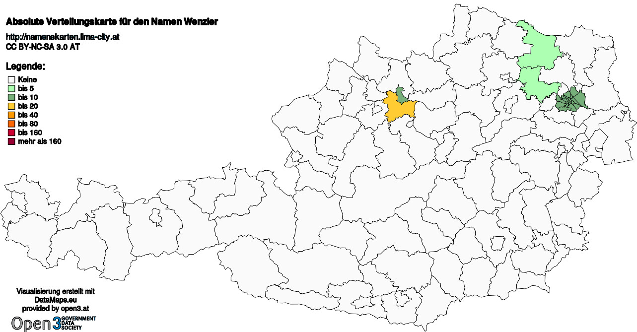 Absolute Verteilungskarten Nachnamen Wenzler