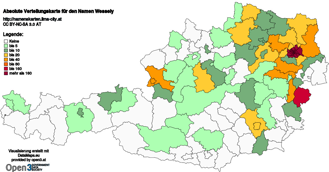 Absolute Verteilungskarten Nachnamen Wessely