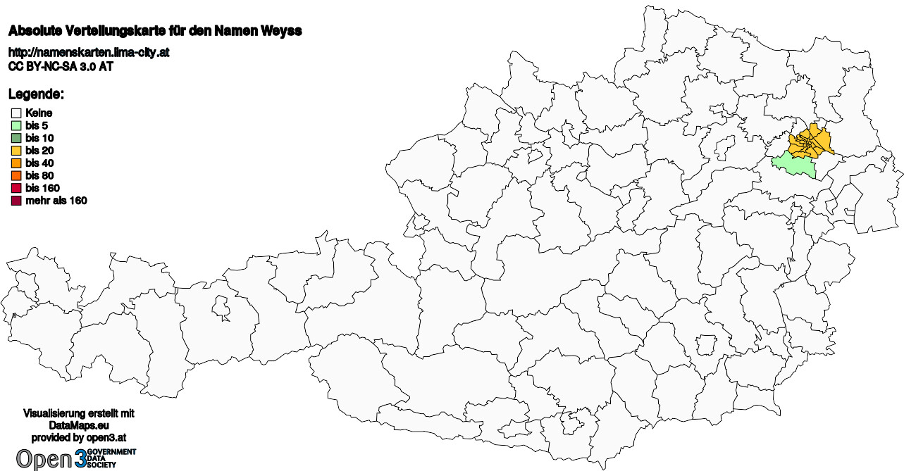 Absolute Verteilungskarten Nachnamen Weyss