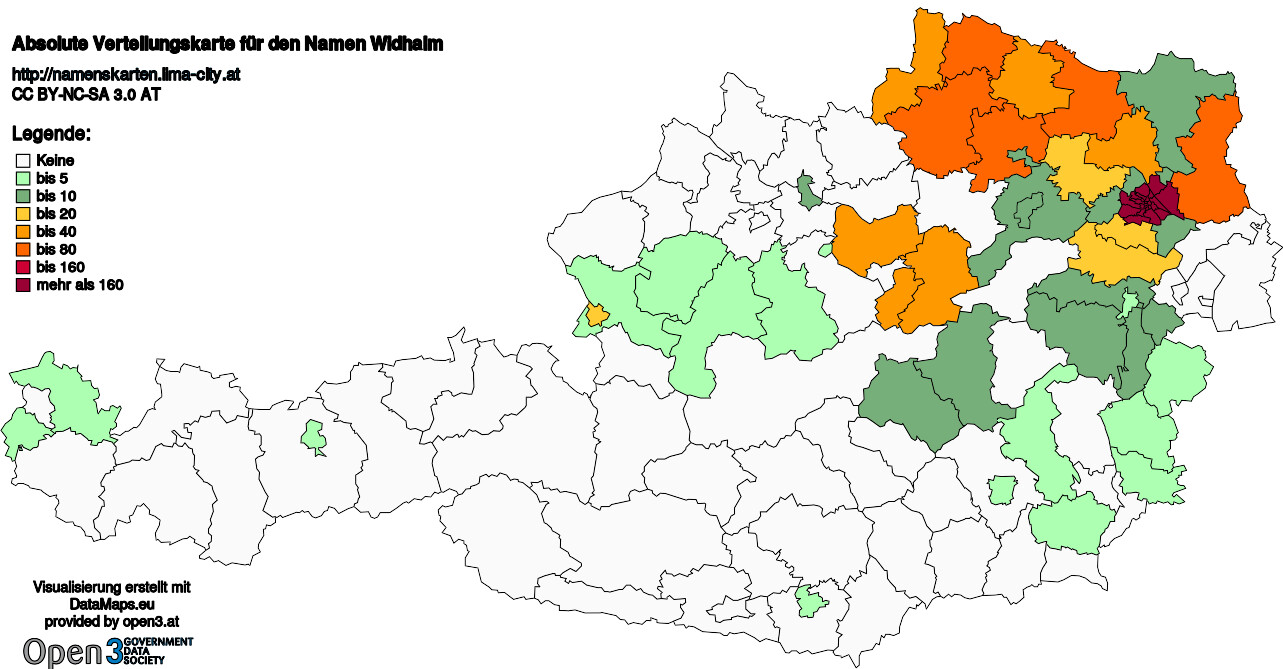 Absolute Verteilungskarten Nachnamen Widhalm