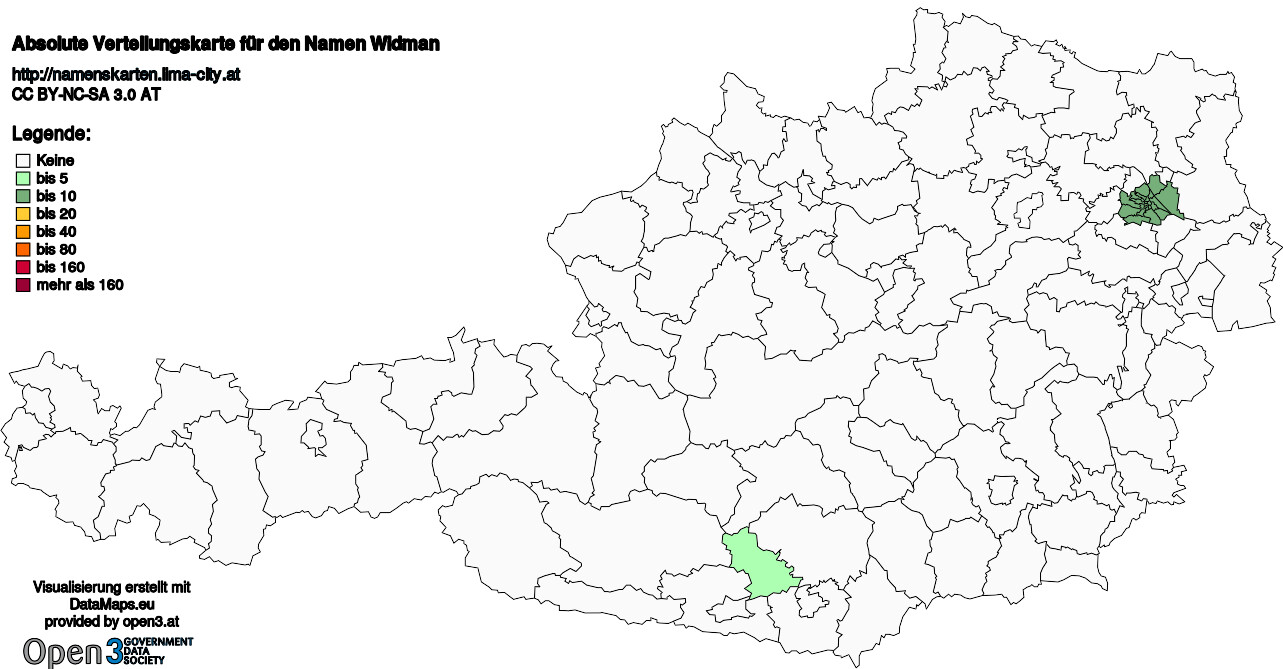 Absolute Verteilungskarten Nachnamen Widman