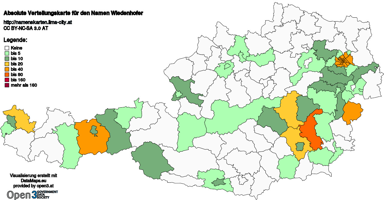 Absolute Verteilungskarten Nachnamen Wiedenhofer