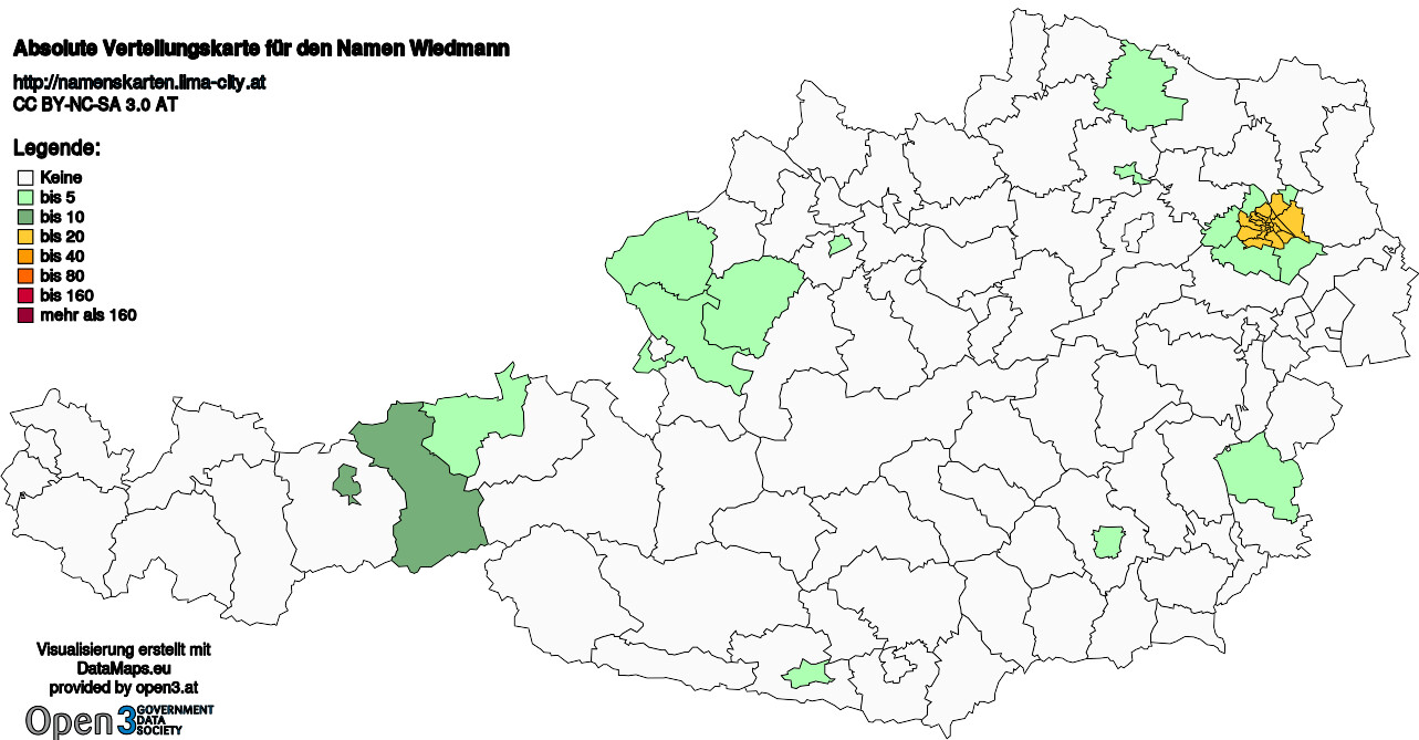 Absolute Verteilungskarten Nachnamen Wiedmann