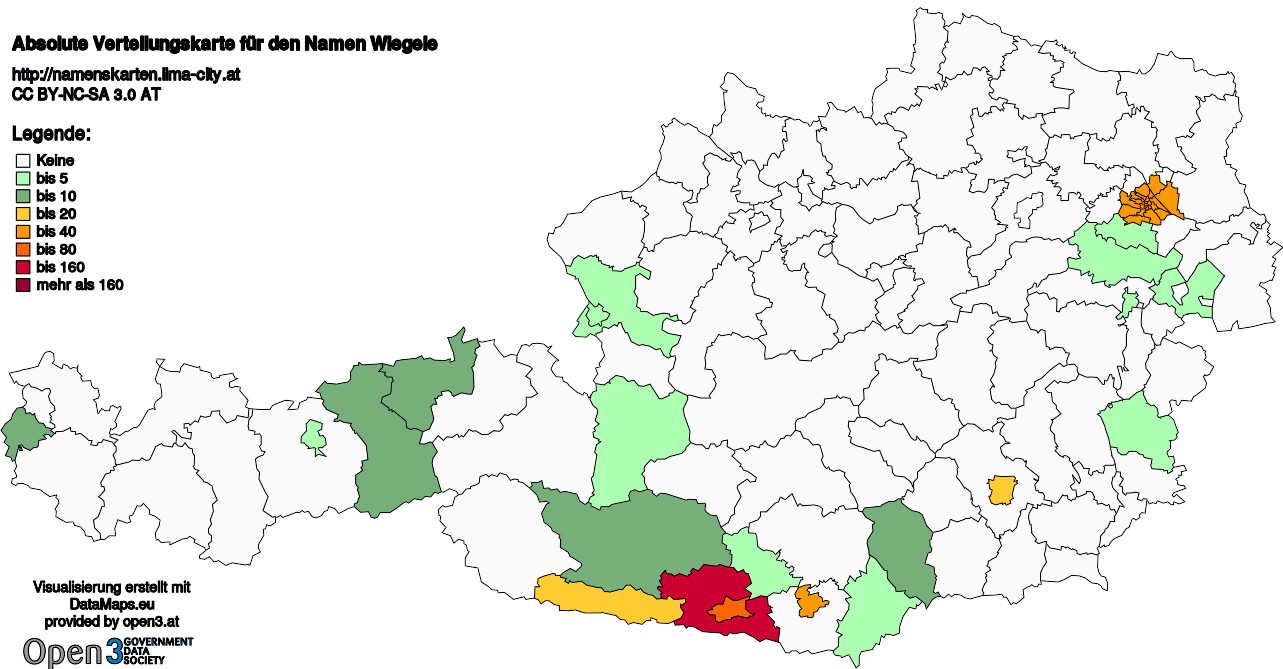 Absolute Verteilungskarten Nachnamen Wiegele